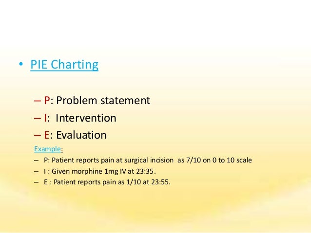 methods of recording examples of pie charting in nursing
