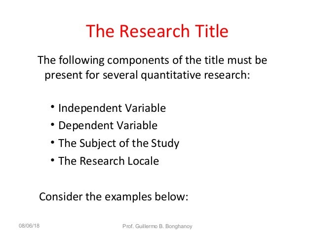 quantitative research title examples and its design