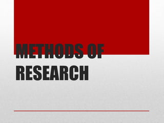METHODS OF
RESEARCH
 