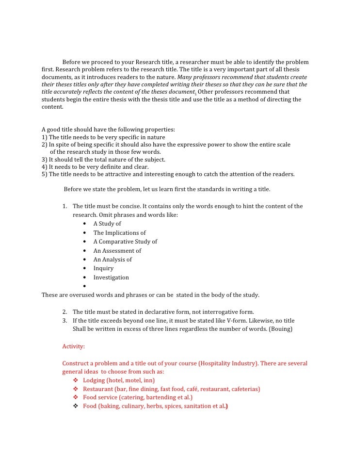 Catering services term paper topics