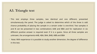 Method Triangle Test METHODS OF SESNORY ANALYSIS OF FOOD PRODUCTS.pptx