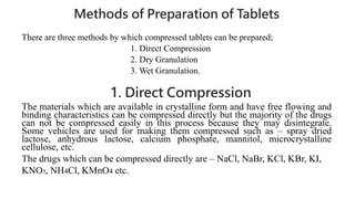 S P Methods Of Tablet Manufacture S P Methods Of Tablet Manufacture