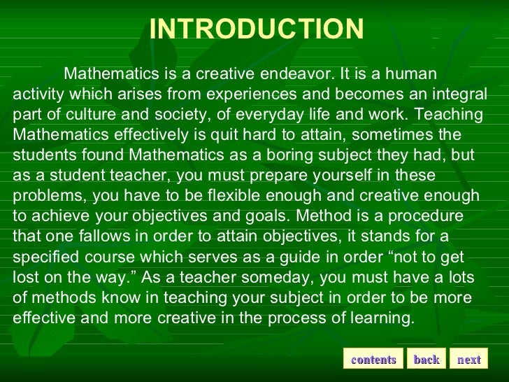 Methods of teaching Mathematics