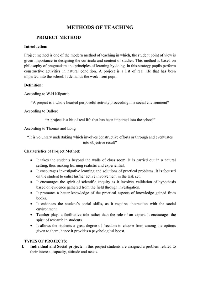 Methods of teaching | PDF | Homework and Study | Education