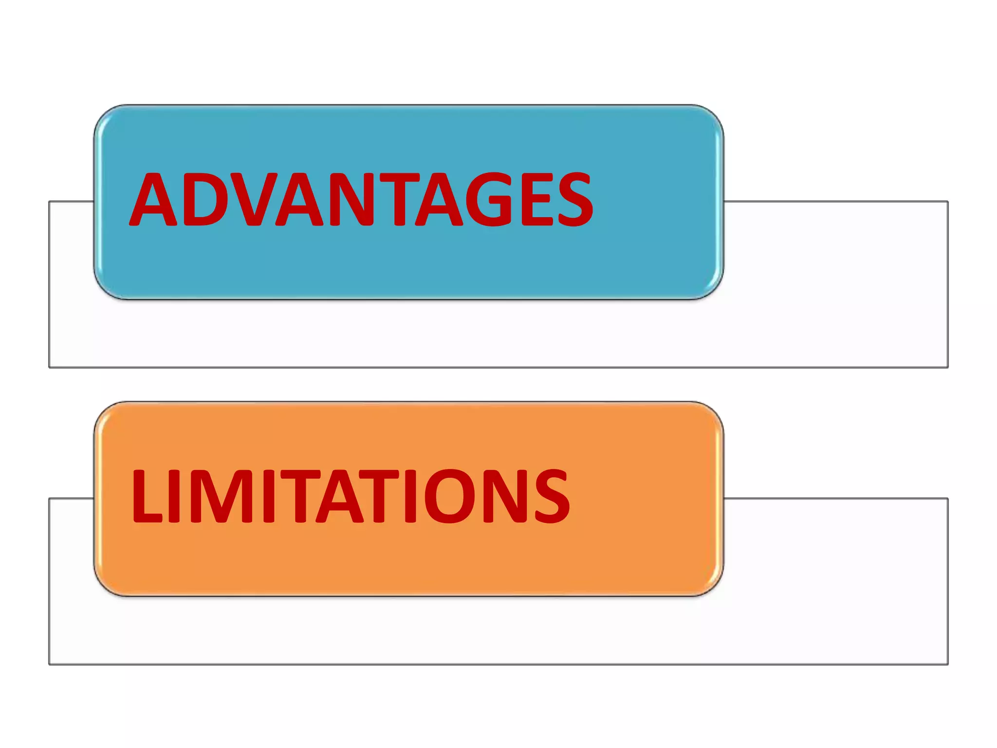 ADVANTAGES
LIMITATIONS
 