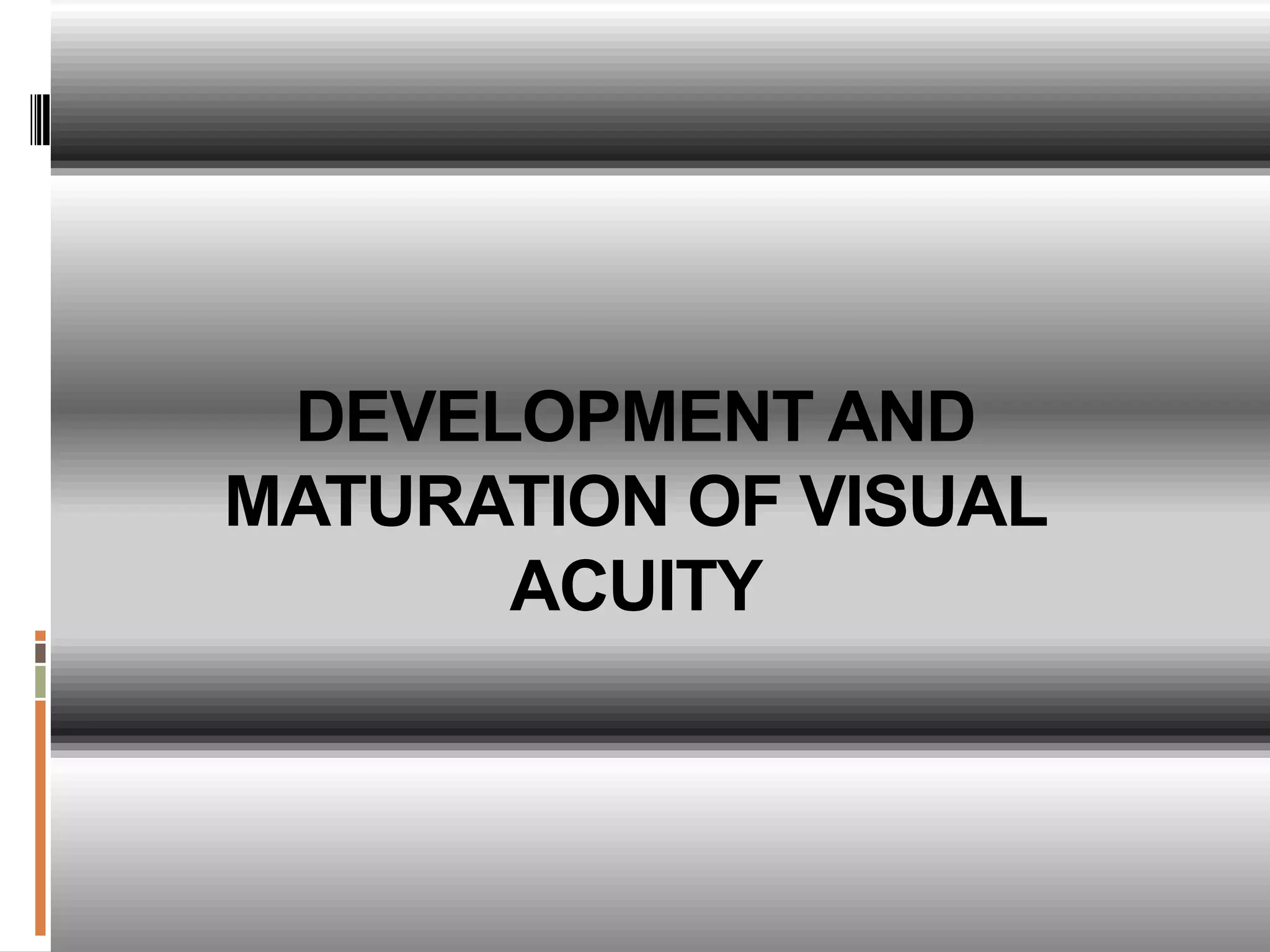 DEVELOPMENT AND
MATURATION OF VISUAL
      ACUITY
 