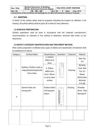 Method statement for structural concrete repair rev.0 | DOC