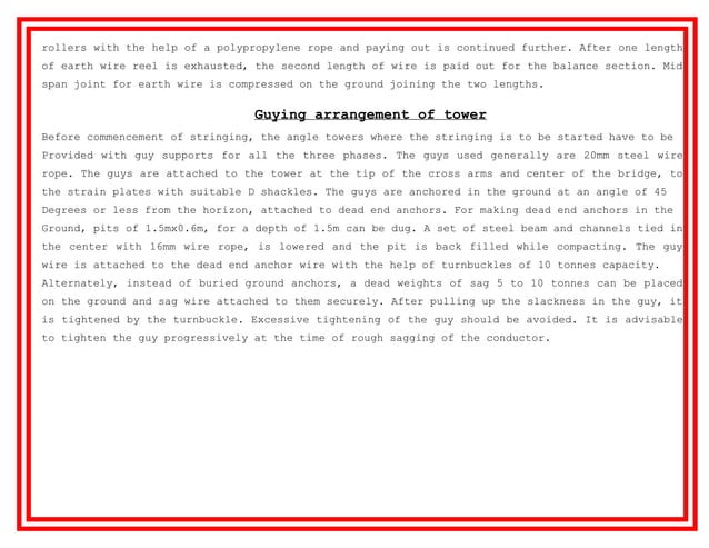 Method statement for transmission line (lanco) | DOC