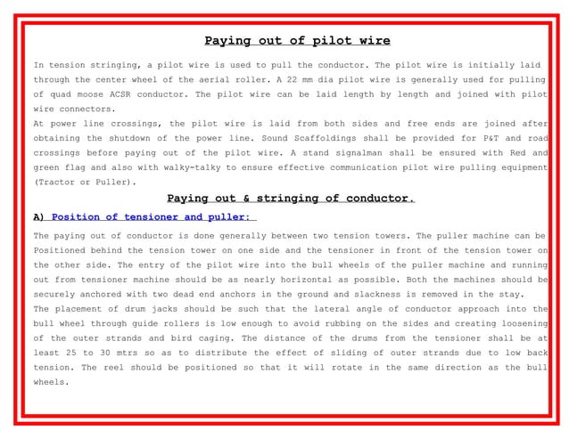Method statement for transmission line (lanco) | DOC