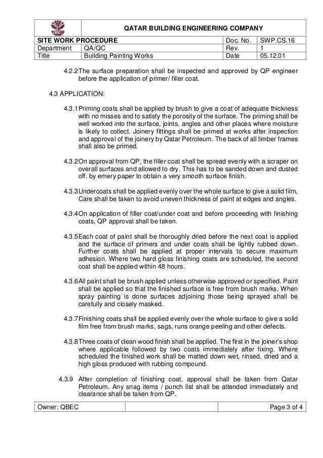 method statement painting petroleum site works