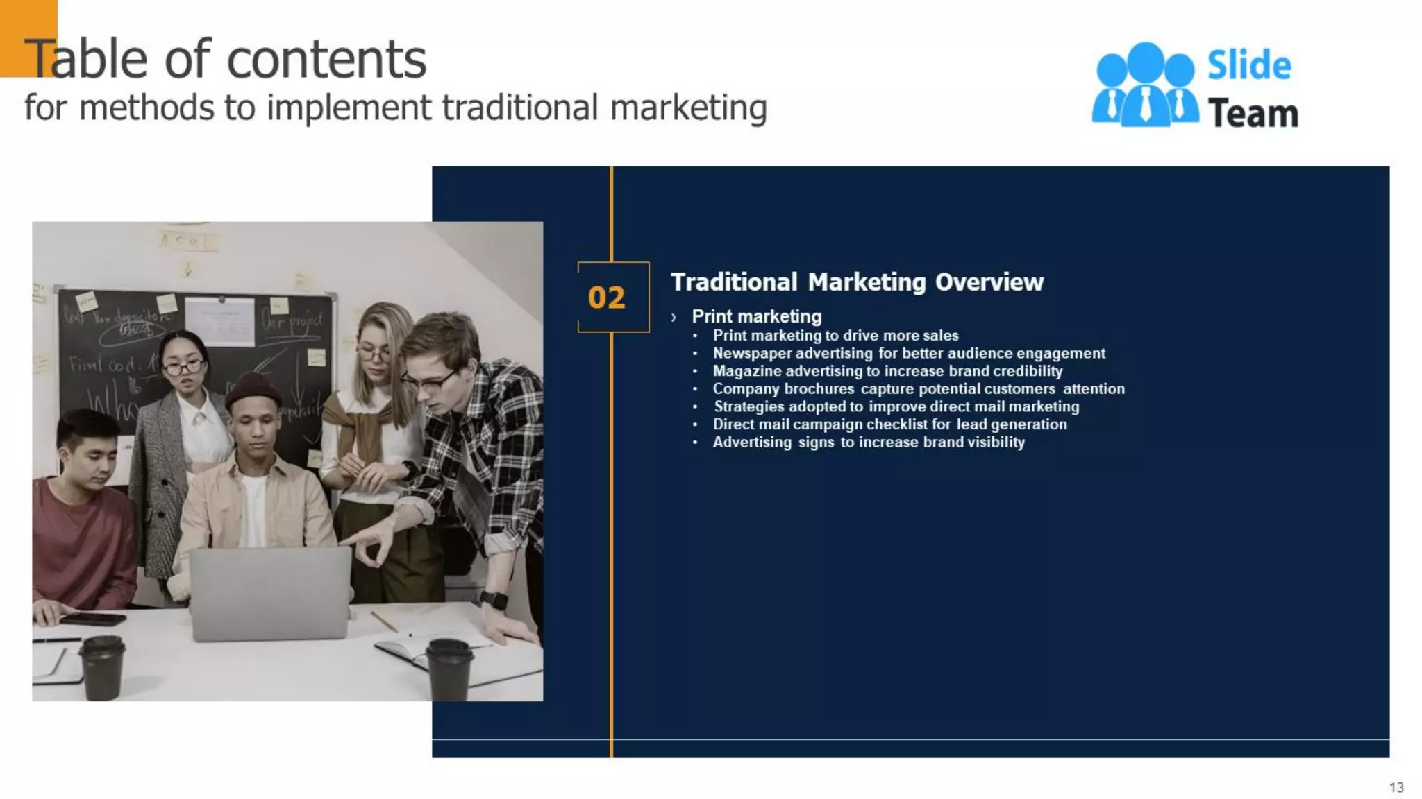 Methods To Implement Traditional Marketing Powerpoint Presentation Slides Mkt Cd