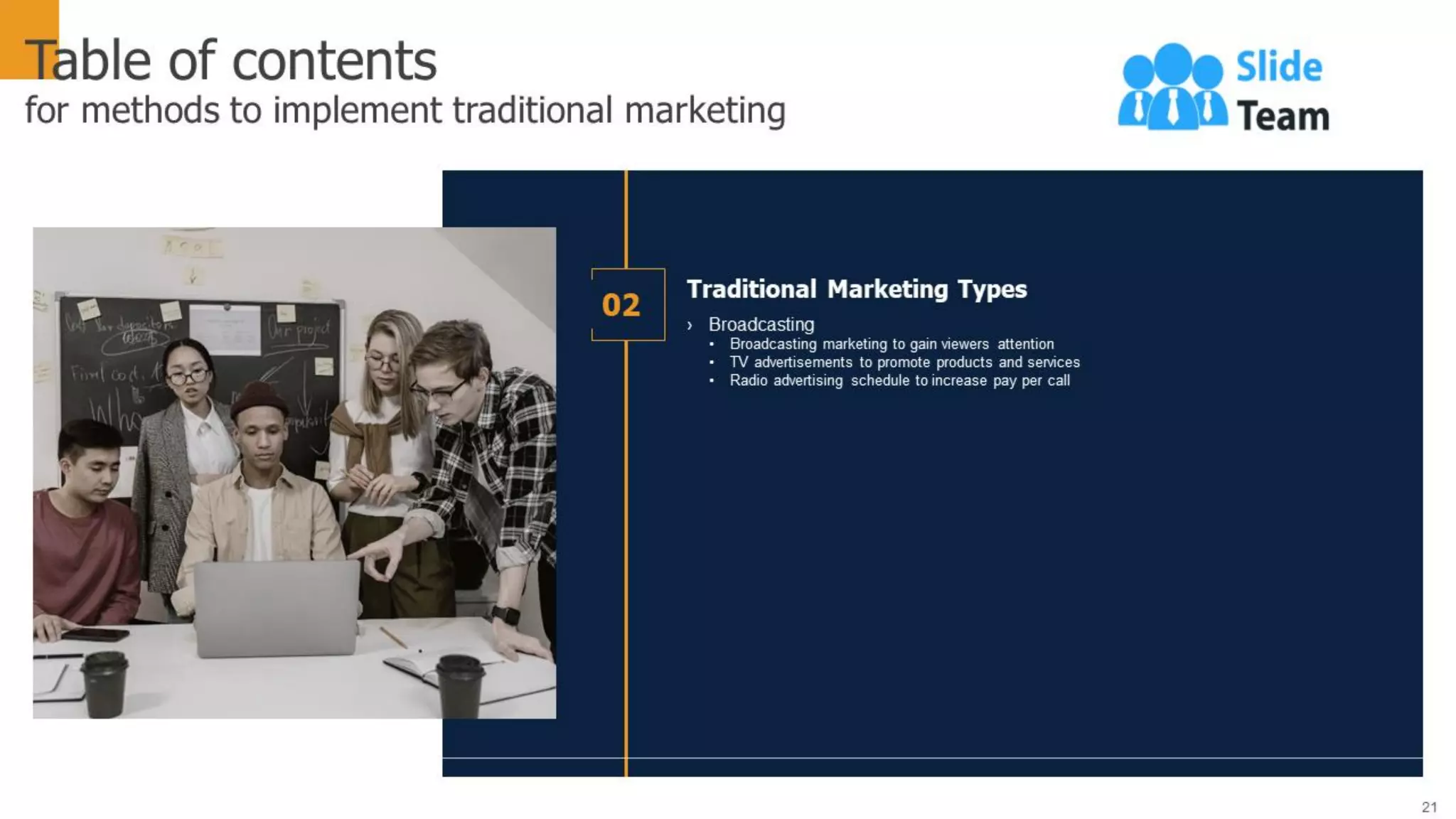 Methods To Implement Traditional Marketing Powerpoint Presentation Slides Mkt Cd