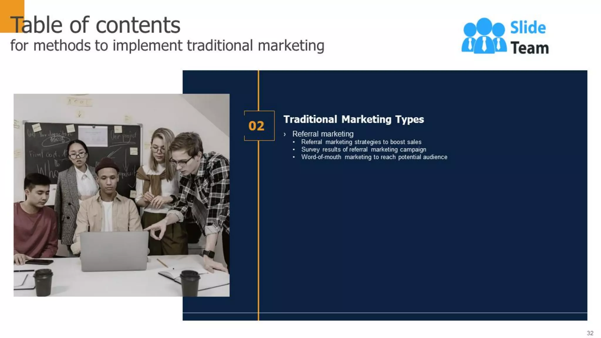 Methods To Implement Traditional Marketing Powerpoint Presentation Slides Mkt Cd