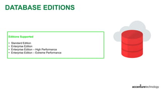 DATABASE EDITIONS
Editions Supported
• Standard Edition
• Enterprise Edition
• Enterprise Edition – High Performance
• Enterprise Edition – Extreme Performance
 