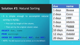 Sorting Alpha Numeric Data in MySQL | PPT