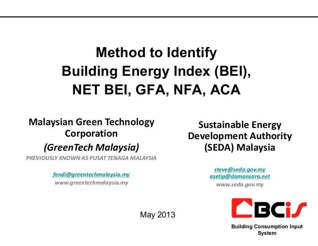Method to identify Building Energy Index BEI