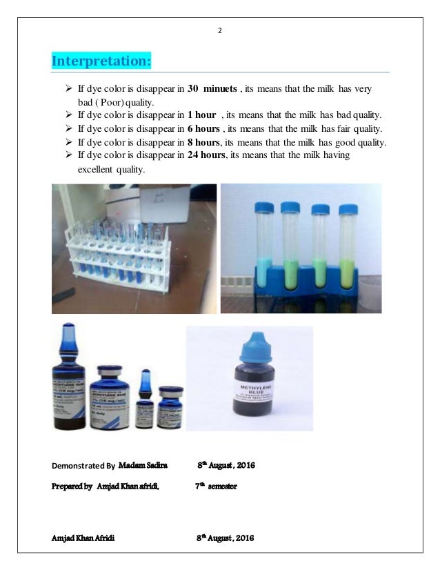 Methylene blue reductase test