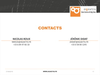 1721/08/2016 WWW.AGAETIS.FR
CONTACTS
NICOLAS ROUX
NROUX@AGAETIS.FR
+33 6 84 47 66 10
JÉRÔME DIDAT
JDIDAT@AGAETIS.FR
+33 6 58 00 1245
 