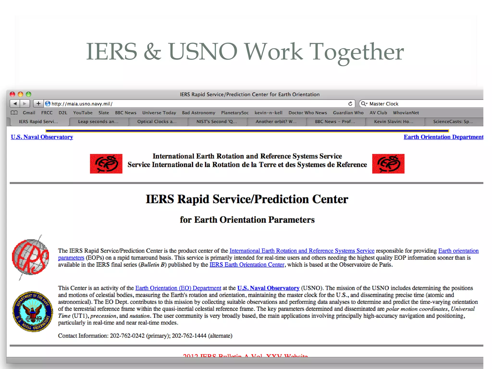 IERS & USNO Work Together
 