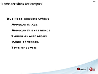 Drools Fusion: Enables... Event Detection: From an event cloud or set of streams, select all the meaningful events, and only them. [Temporal] Event Correlation: Ability to correlate events and facts declaring both temporal and non-temporal constraints between them. 