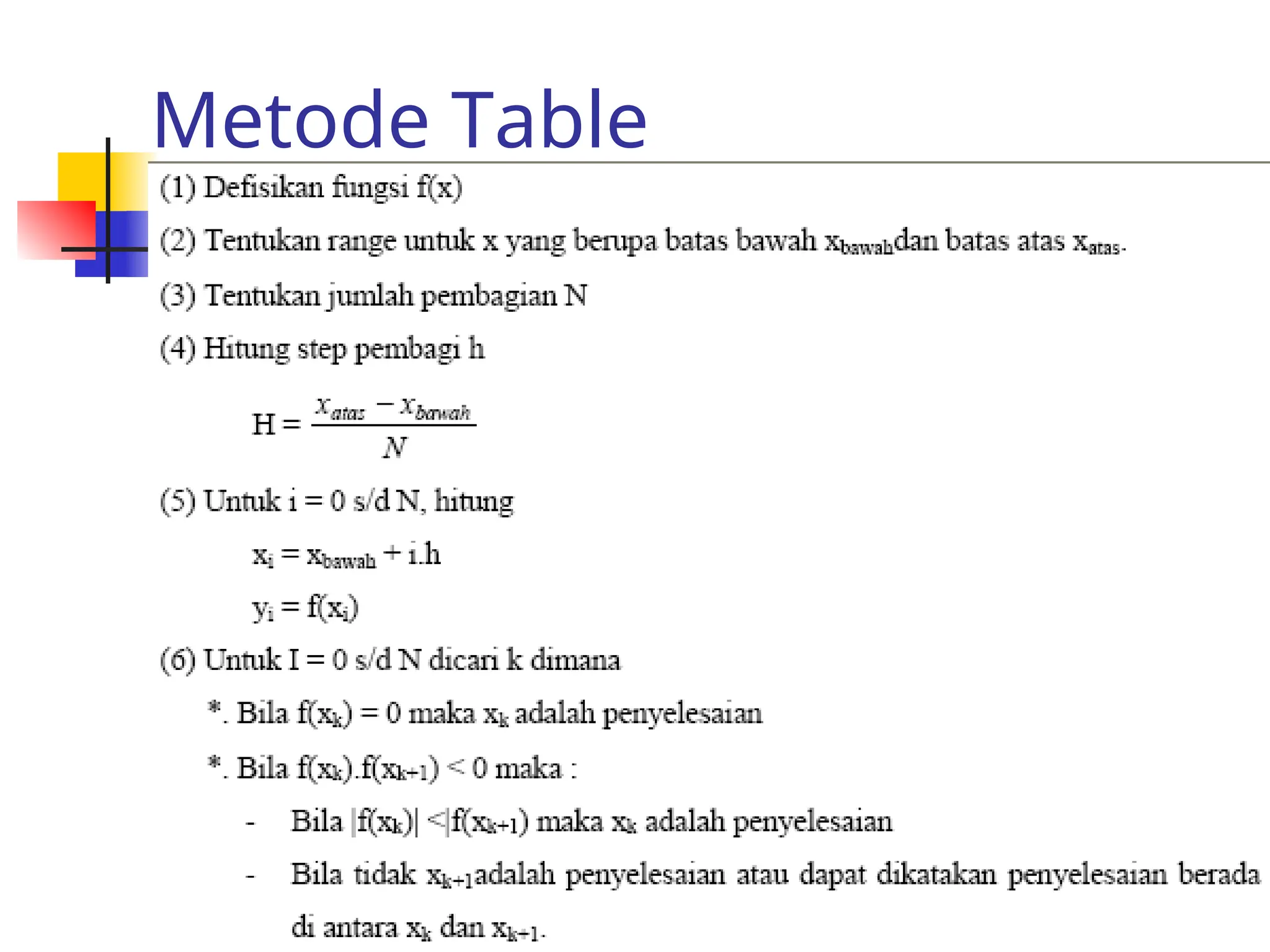 Metode Table
 