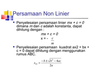 Metode numerik persamaan non linier | PPT