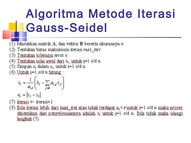 Metode Numerik Penyelesaian Persamaan Linier Simultan