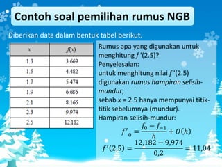Contoh soal pemilihan rumus NGB
Diberikan data dalam bentuk tabel berikut.
 