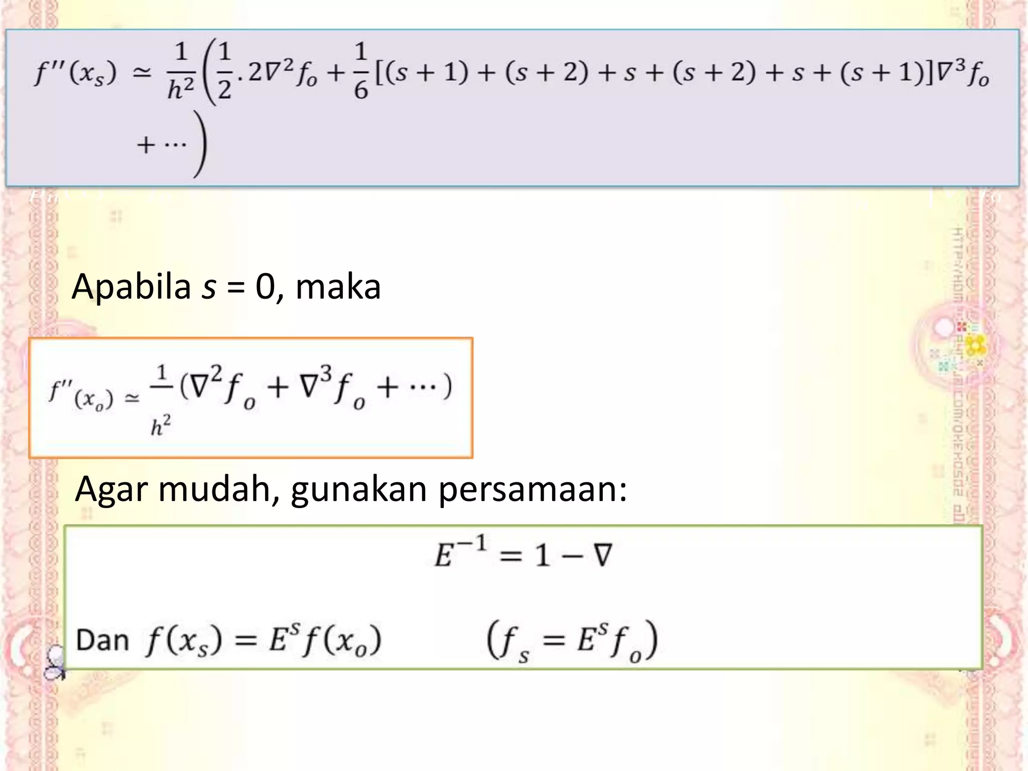 Apabila s = 0, maka




Agar mudah, gunakan persamaan:
 
