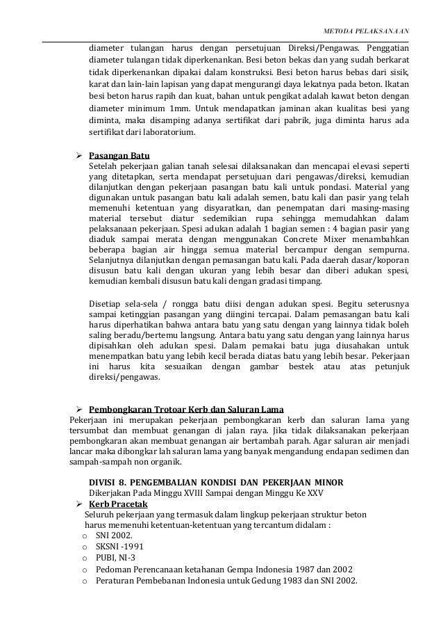 Metoda pelaksanaan Trotoar Kota Pariaman