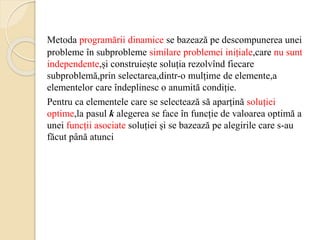 Metoda programarii dinamice | PPT