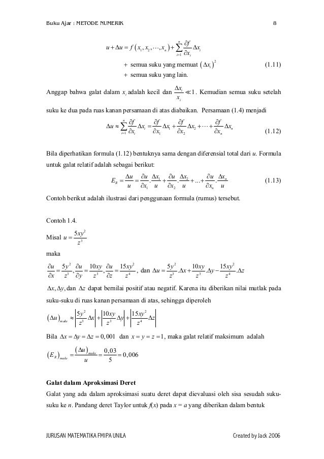 Metode Numerik Buku Ajar Unila