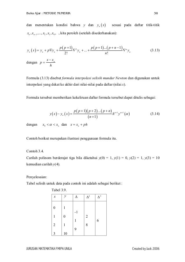 Metode Numerik Buku Ajar Unila
