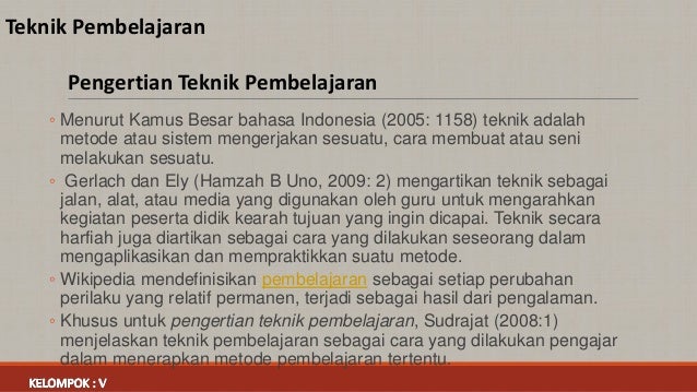 Metode Dan Teknik Pembelajaran