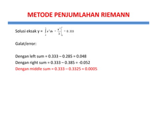 Metode Riemann Metode numerik pada persamaan integral (new) | PPTX