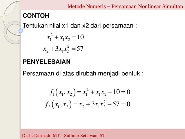 Metode Numeris S03 Persamaan Non Linier Simultan