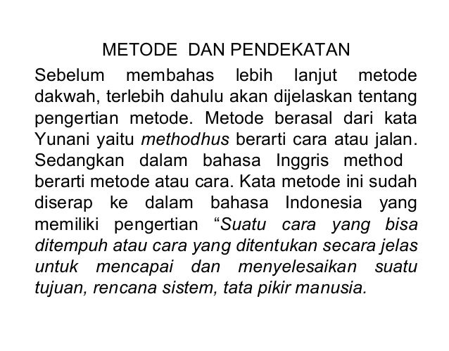 Metode Pendekatan Dakwah
