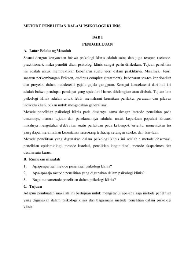 Metode Penelitian Dalam Psikologi Klinis