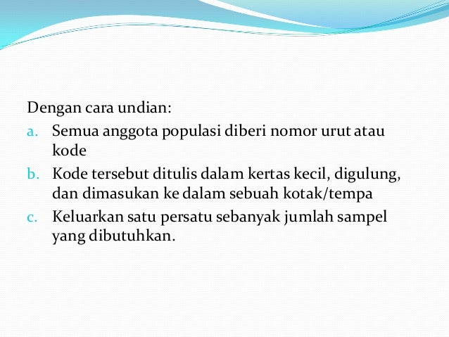 Metode Pengambilan Sampel Sampling