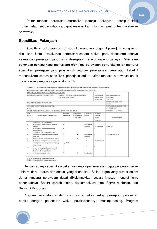 inspeksi mesin Metode perawatan mesin 