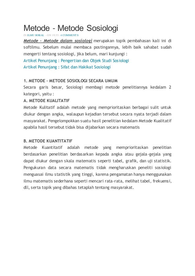 Metode Sosiologi