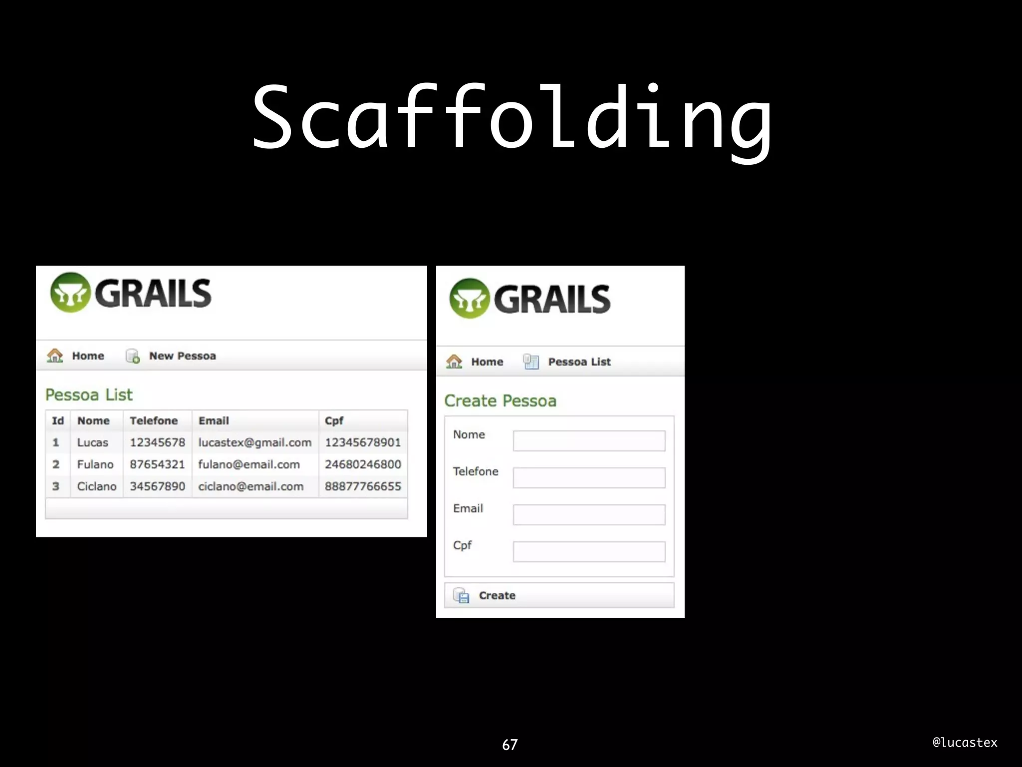 Scaffolding




     67       @lucastex
 