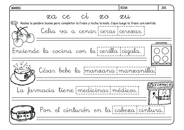 Fichas De Lectura Za Zo Zu Ce Y Ci Actiludis
