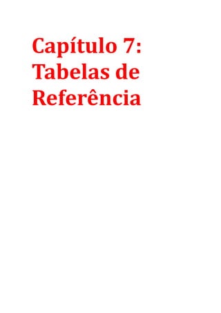 Capítulo 7:
Tabelas de
Referência
 