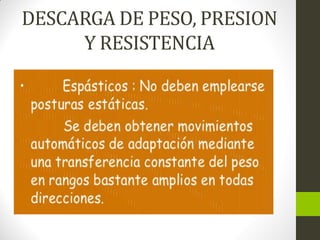 DESCARGA DE PESO, PRESION
Y RESISTENCIA
 