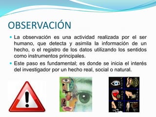 Método SintéticoEs un proceso mediante el cual se relacionan hechos aparentemente aislados y se formula una teoría que unifica los diversos elementos. Consiste en la reunión racional de varios elementos dispersos en una nueva totalidad, este se presenta más en el planteamiento de la hipótesis. El investigador sintetiza las superaciones en la imaginación para establecer una explicación tentativa que someterá a prueba. El Método HermenéuticoSe refiere al intercambio recurrente entre observaciones, presunciones, interpretaciones tentativas), expectativas y verificaciones de datos nuevos y evaluaciones, que dan acceso a nuevas interpretaciones que comprenden más datos. 