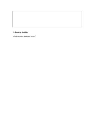 5. Toma de decisión
¿Qué decisión podemos tomar?
 
