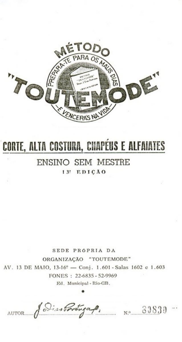 Método de corte e costura sem mestre Toutemode (clique no botão direito do mouse e na barra que abre uma página)