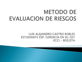LUIS ALEJANDRO CASTRO ROBLES
ESTUDIANTE ESP. GERENCIA EN SG-SST
ECCI - BOGOTA
 