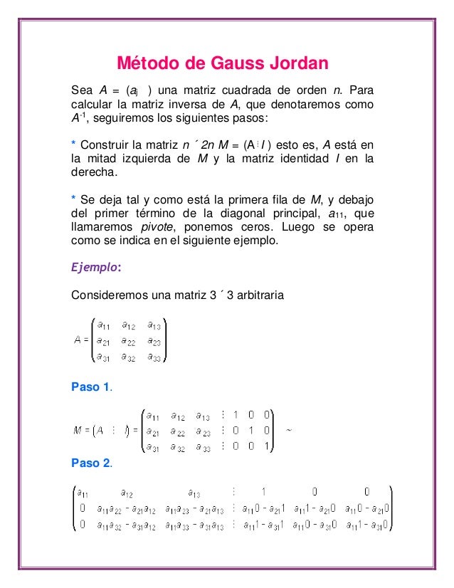 Metodo De Gauss Jordan
